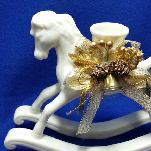 Christmas Rocking Horse Candlestick Holder Home For The Holidays Collection - Picture 9 of 10